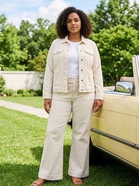 Rye Grass White Denim High Waisted Flare Pants 18W(40x32) NWT